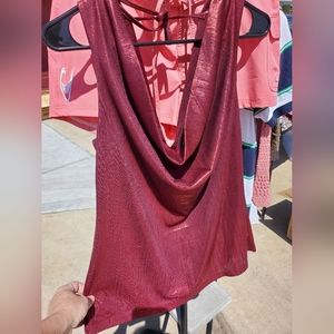 Burgundy red party night out blouse